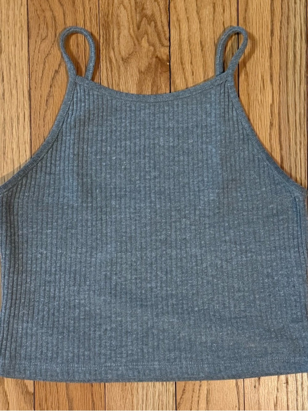 Ribbed Tank Crop Top - Gray